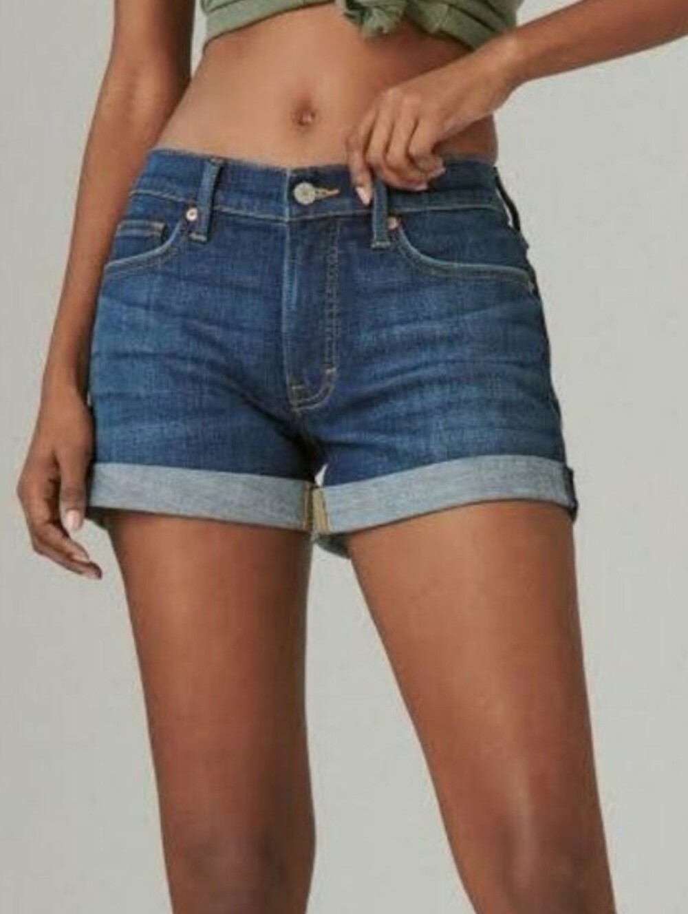 Stretch Denim PLUS SIZE Cuffed Leg Denim Shorts - NEW
